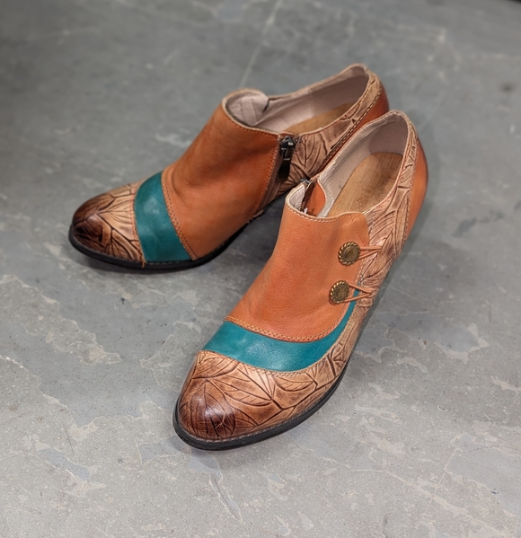 Handpainted Leather boho Oxford Pumps Size 39 L'Artiste by Spring Step Ophitia - Picture 2 of 14